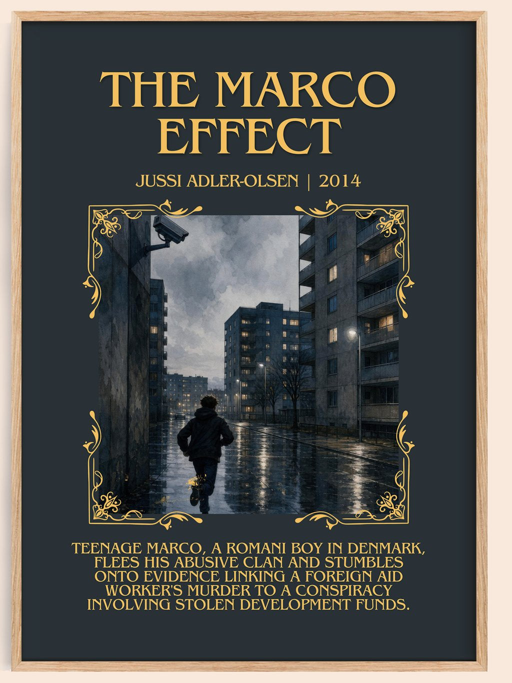 The Marco Effect Minimalist Book Poster by Jussi Adler-Olsen – book poster
