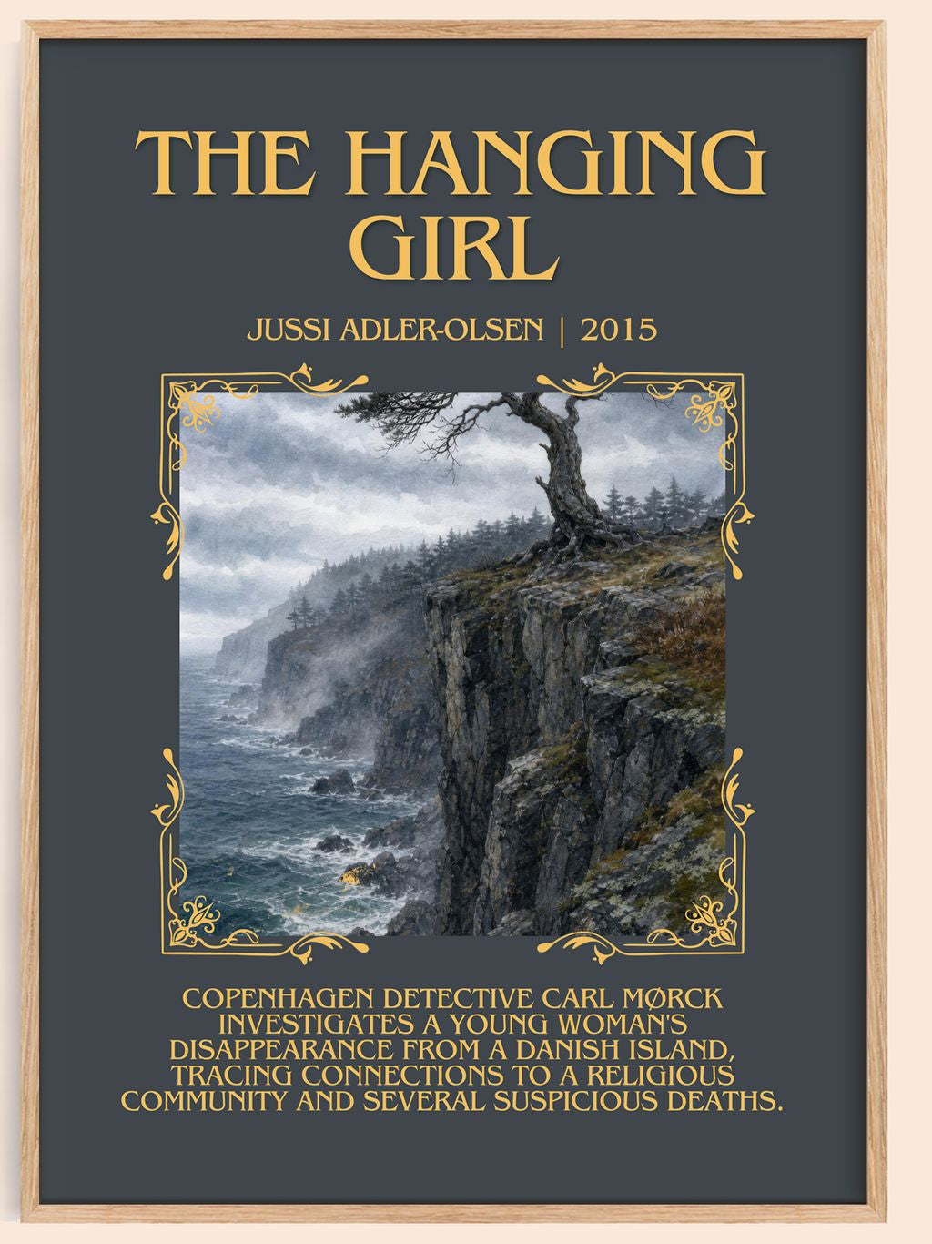 The Hanging Girl Minimalist Book Poster by Jussi Adler-Olsen – book poster