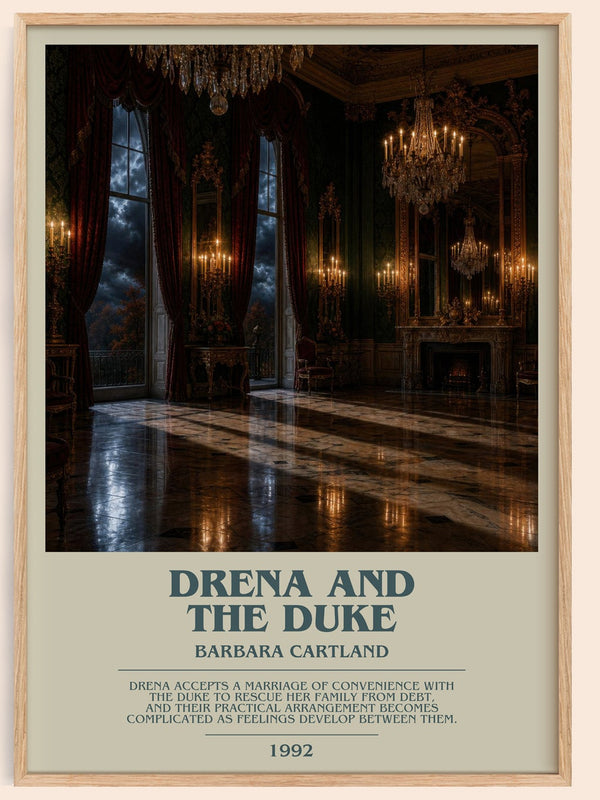 Drena And The Duke bookish book poster by Barbara Cartland – framed literary art print