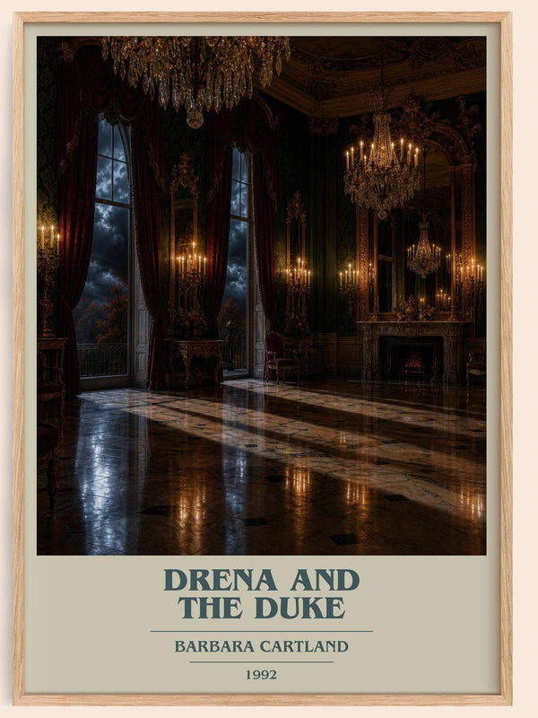 Drena And The Duke book cover book poster by Barbara Cartland – framed literary art print