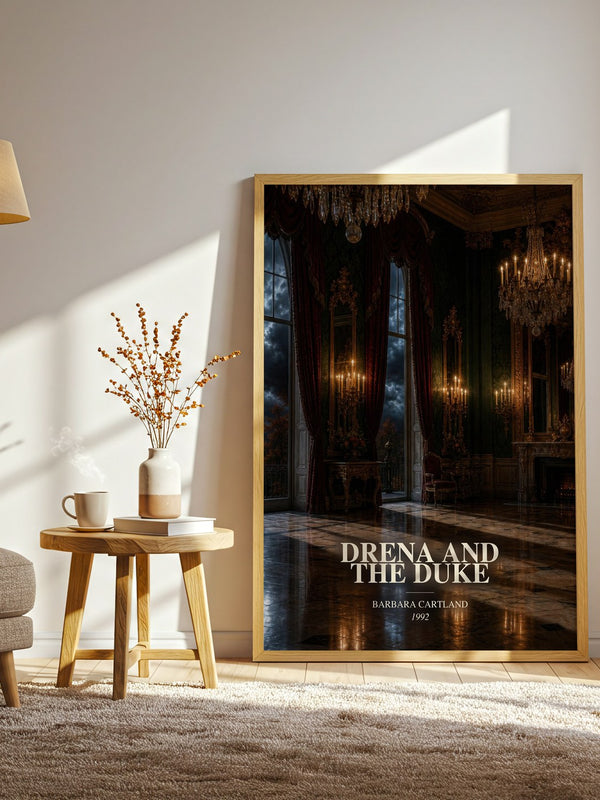 Drena And The Duke watercolour print in frame leaning in hallway – romance wall art