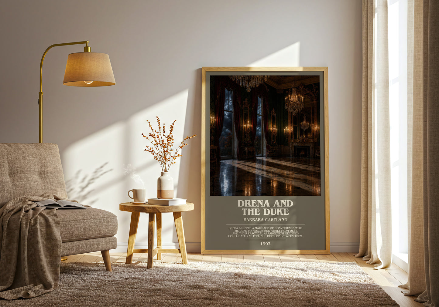 Drena And The Duke bookish print on bookshelf – Barbara Cartland fan gift