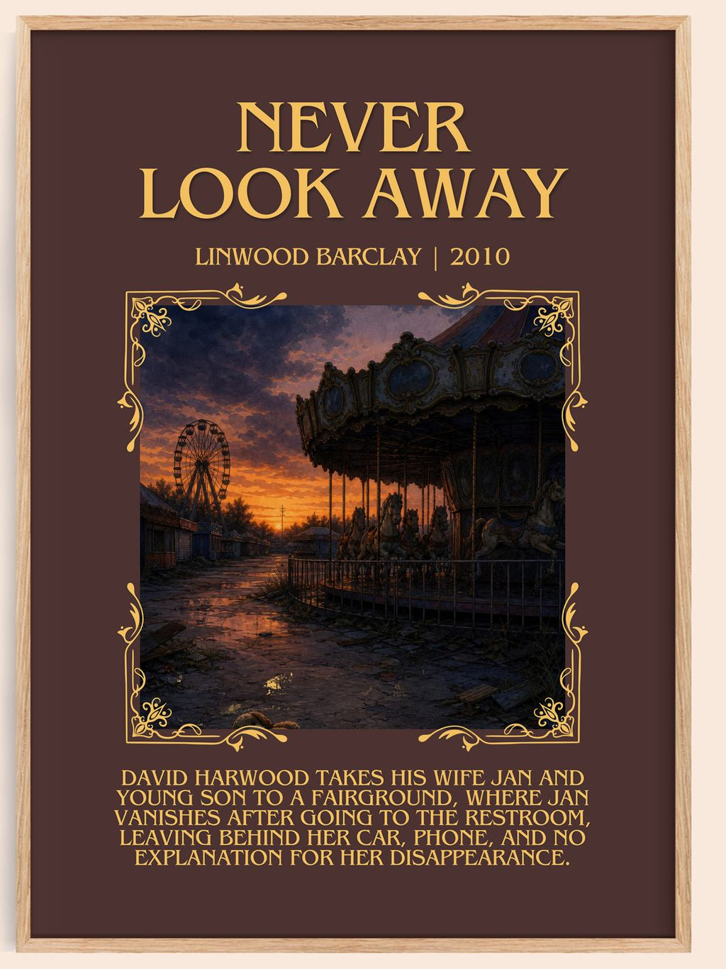 Never Look Away Minimalist Book Poster by Linwood Barclay – book poster