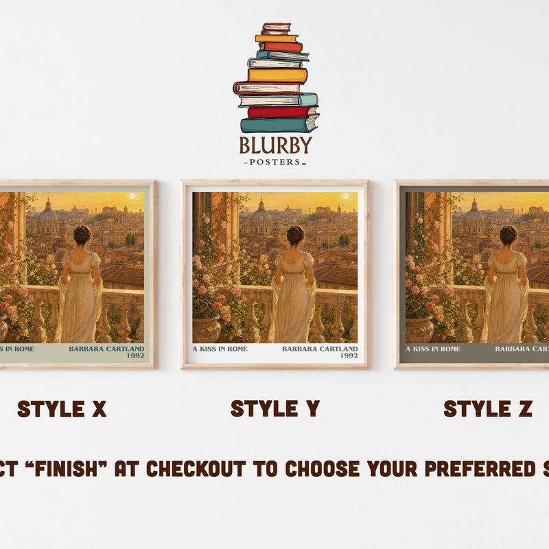 A Kiss In Rome literary print in frame leaning in hallway – romance wall art
