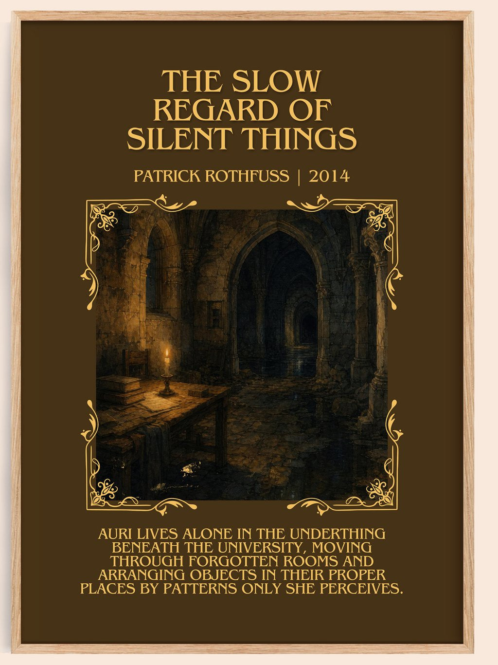 Slow Regard of Silent Things Minimalist Book Poster by P. Rothfuss – book poster