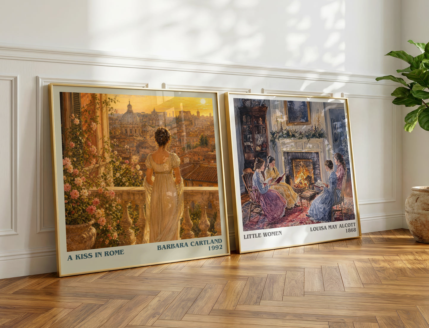 A Kiss In Rome literary print on bookshelf – Barbara Cartland fan gift
