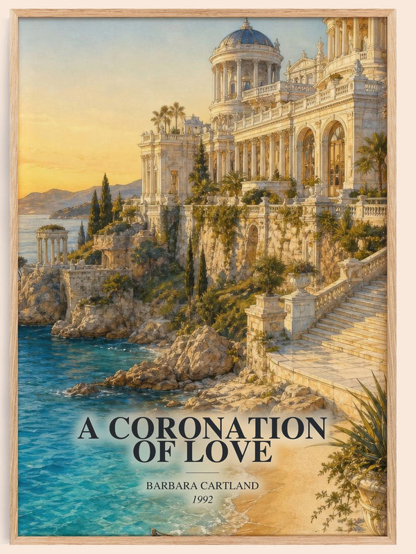 A Coronation Of Love watercolour book poster by Barbara Cartland – framed literary art print