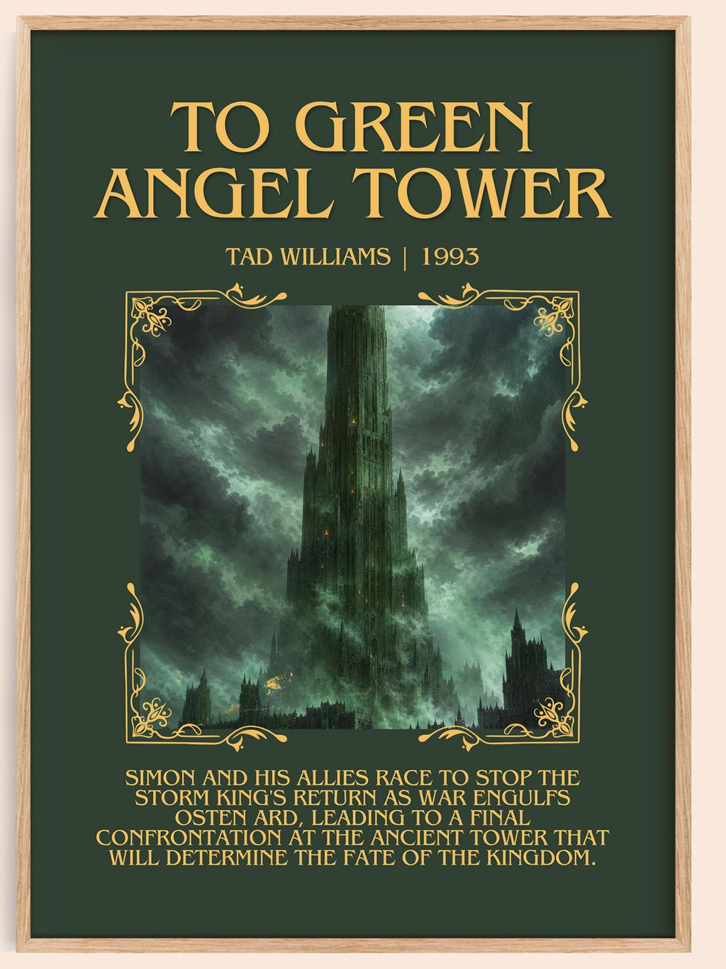 To Green Angel Tower Minimalist Book Poster by Tad Williams – book poster