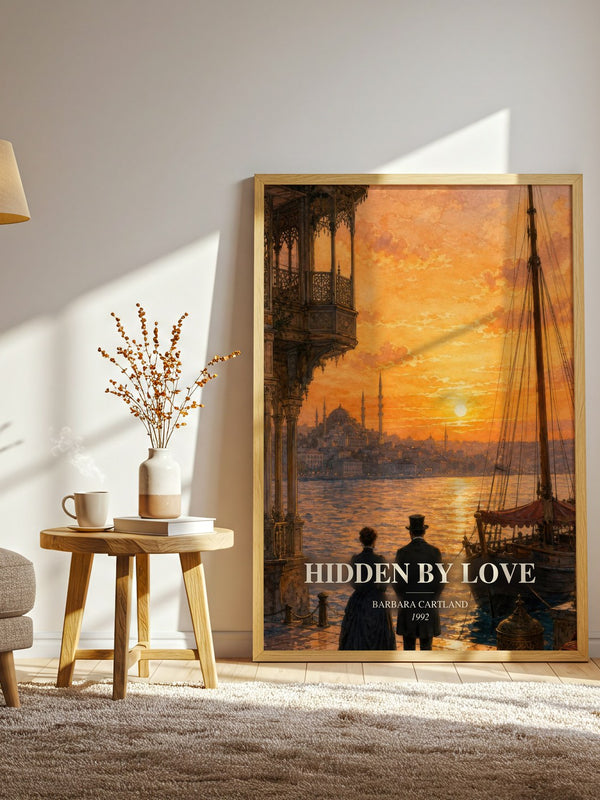 Hidden By Love watercolour print in frame leaning in hallway – romance wall art