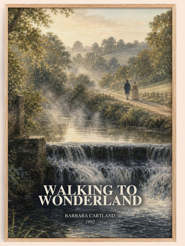 Walking To Wonderland watercolour book poster by Barbara Cartland – framed literary art print