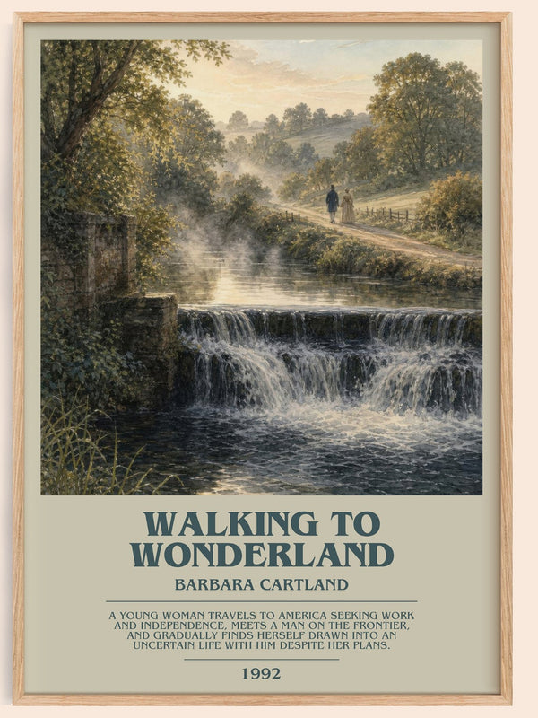 Walking To Wonderland bookish book poster by Barbara Cartland – framed literary art print