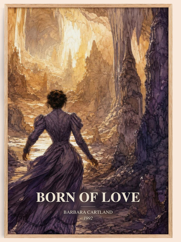 Born Of Love watercolour book poster by Barbara Cartland – framed literary art print