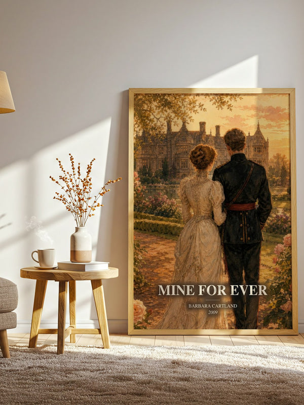 Mine For Ever watercolour print in frame leaning in hallway – romance wall art