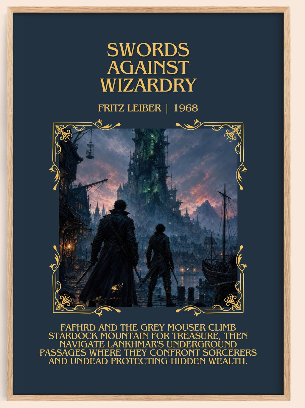 Swords Against Wizardry Minimalist Book Poster by Fritz Leiber – book poster