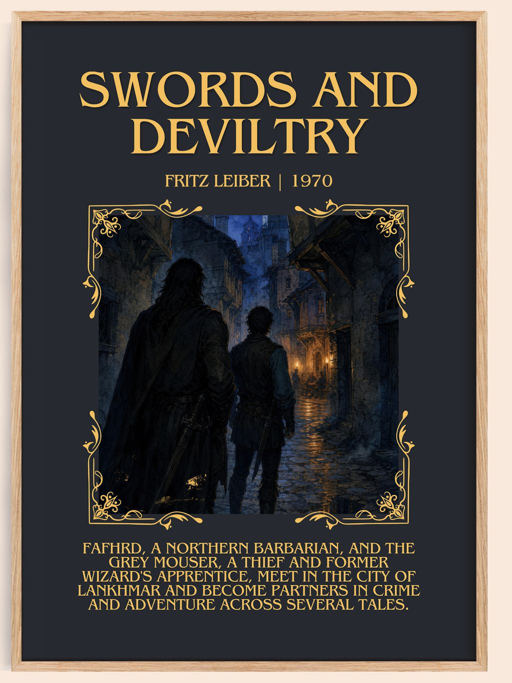 Swords and Deviltry Minimalist Book Poster by Fritz Leiber – book poster