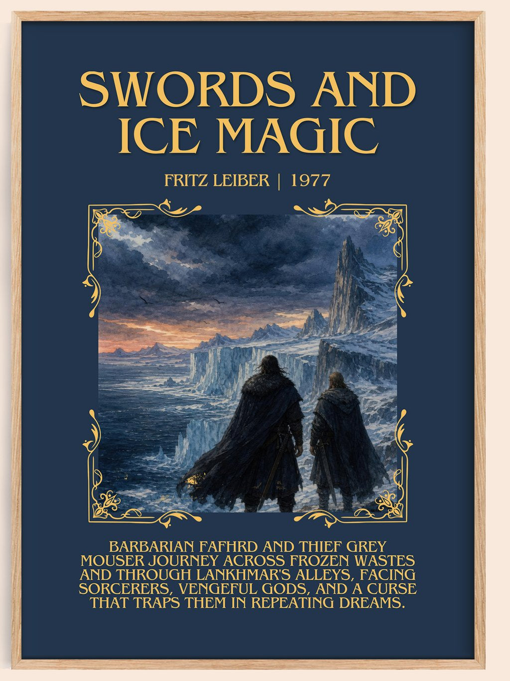 Swords and Ice Magic Minimalist Book Poster by Fritz Leiber – book poster