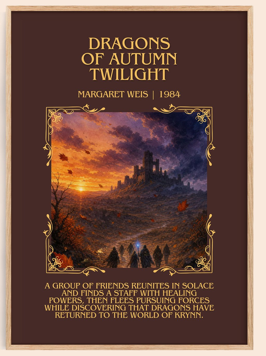 Dragons of Autumn Twilight Minimalist Book Poster by Margaret Weis – book poster