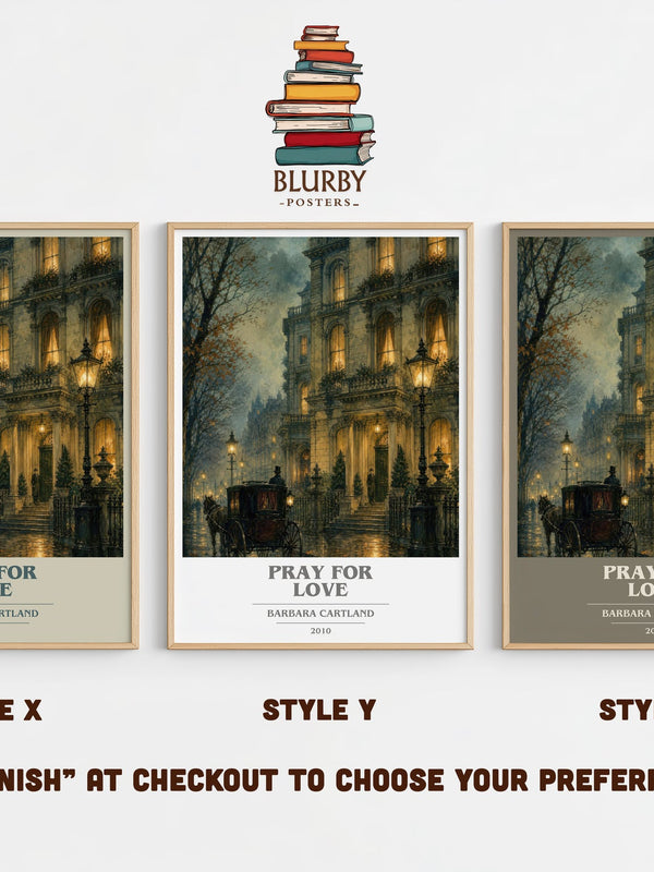 Pray For Love book cover print in frame leaning in hallway – romance wall art