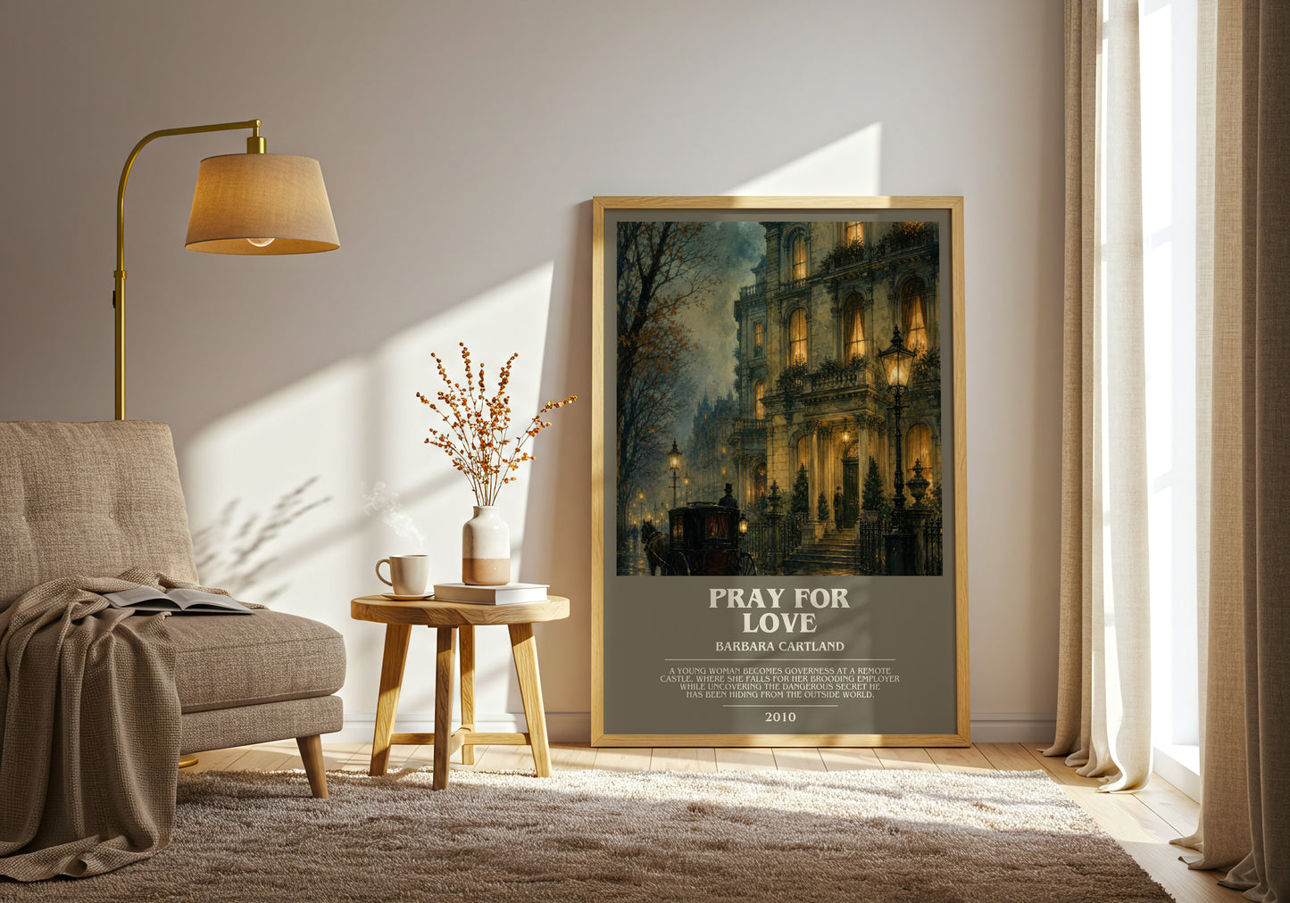 Pray For Love bookish print on bookshelf – Barbara Cartland fan gift