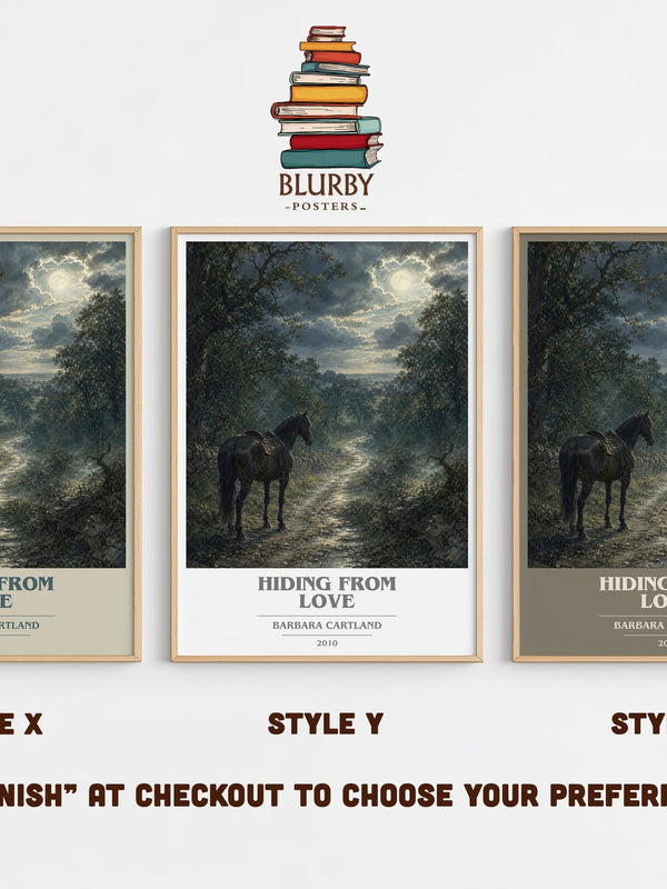 Hiding From Love book cover print in frame leaning in hallway – romance wall art