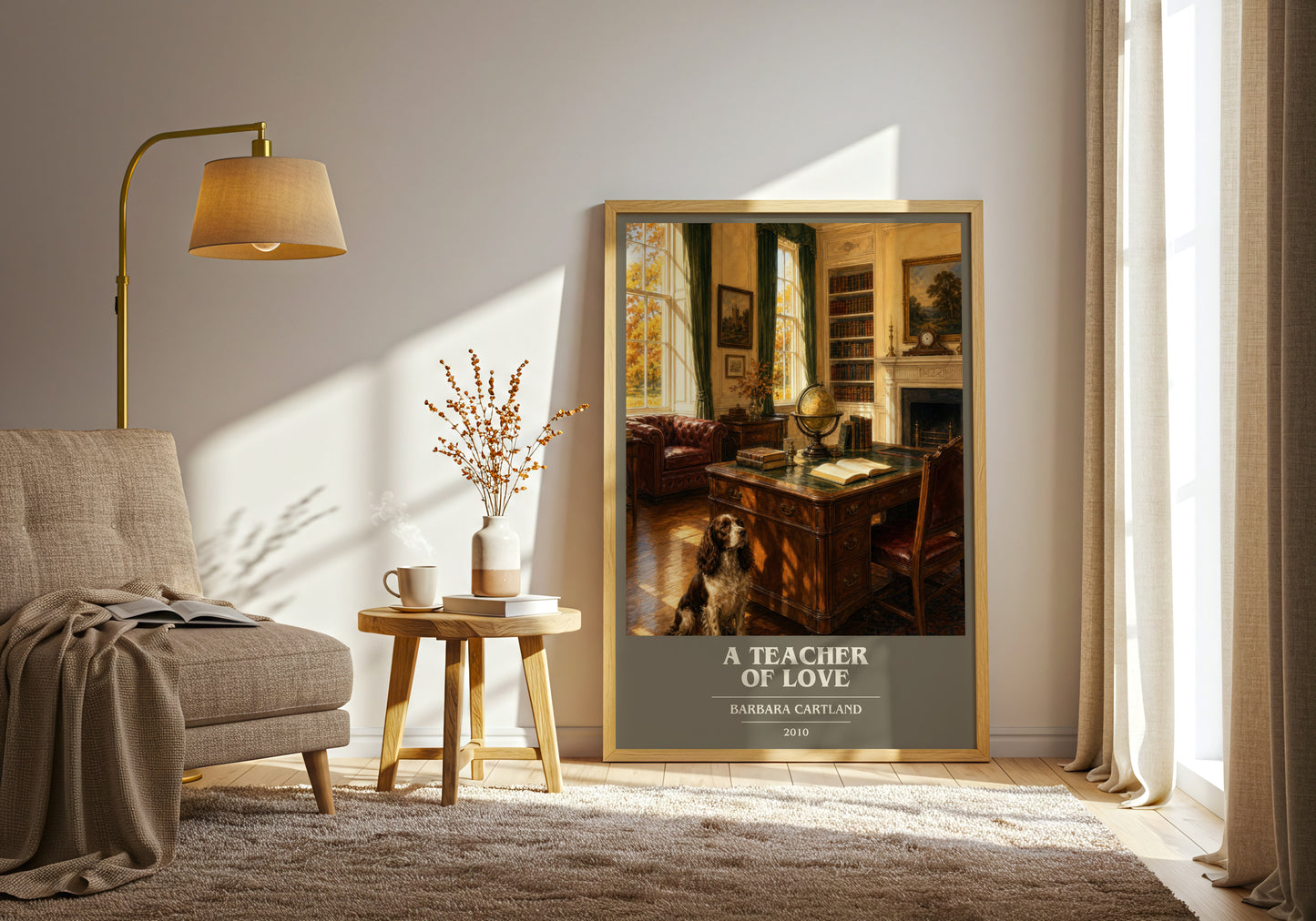 A Teacher Of Love book cover print on bookshelf – Barbara Cartland fan gift