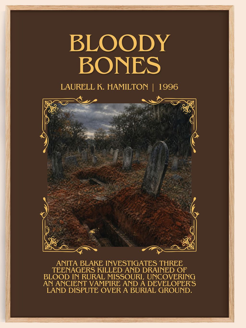 Bloody Bones Minimalist Book Poster by Laurell K. Hamilton – book poster