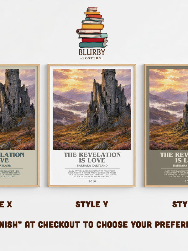 The Revelation Is Love bookish print in frame leaning in hallway – romance wall art