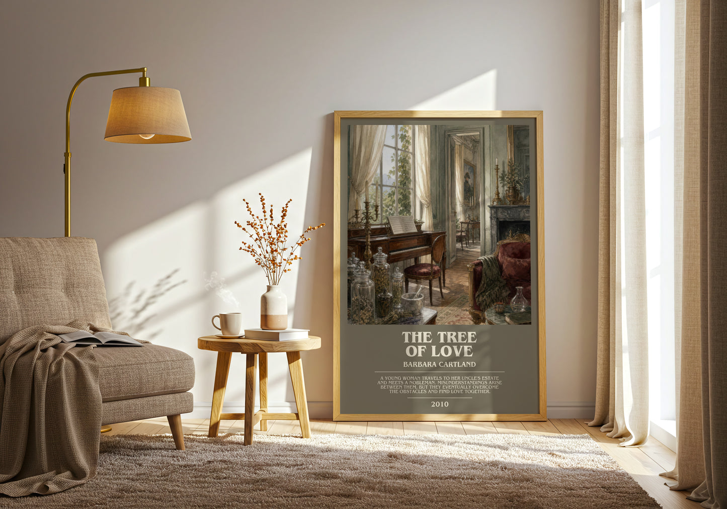 The Tree Of Love bookish print on bookshelf – Barbara Cartland fan gift