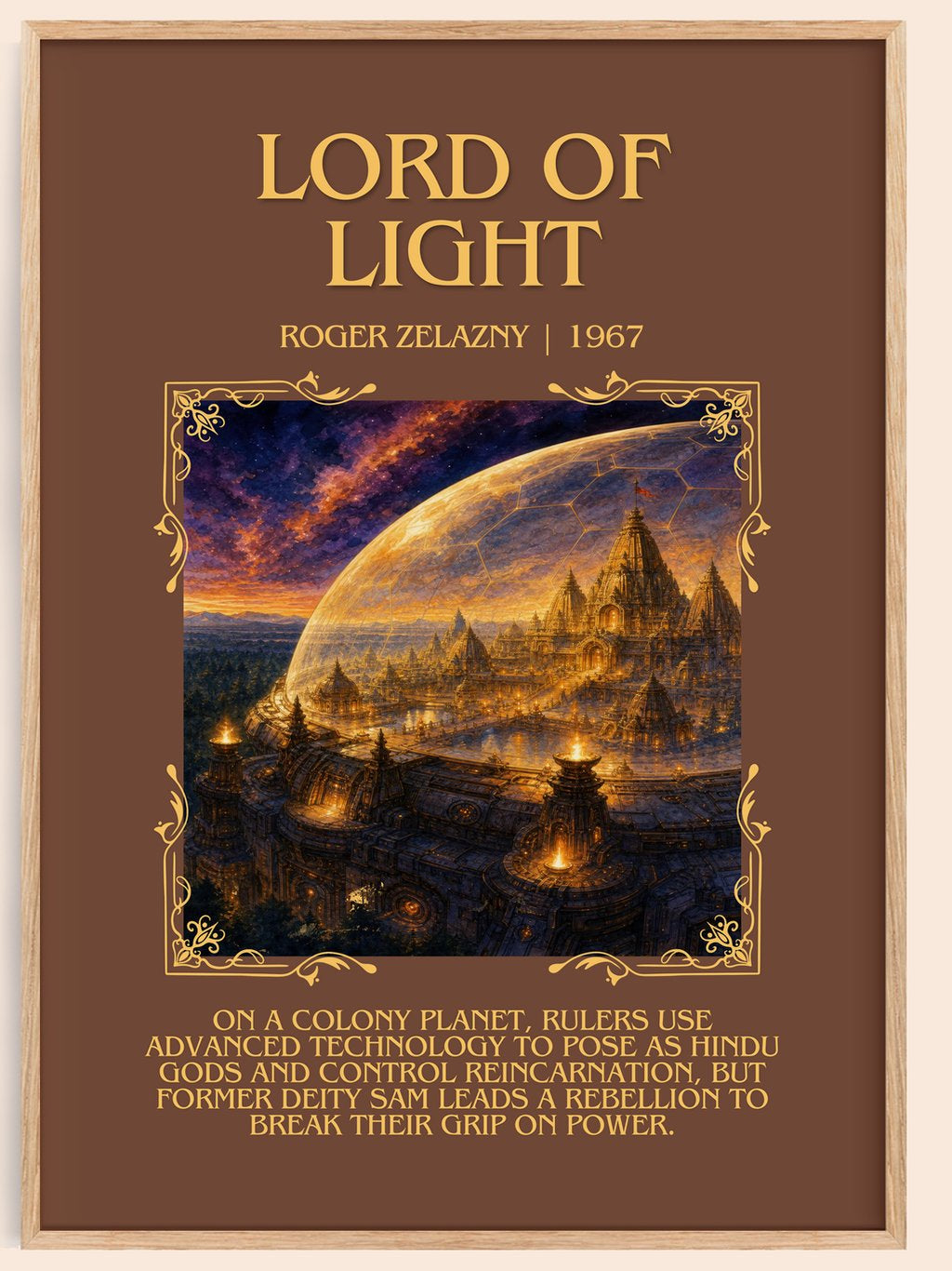 Lord of Light Minimalist Book Poster by Roger Zelazny – book poster