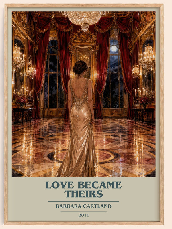 Love Became Theirs book cover book poster by Barbara Cartland – framed literary art print