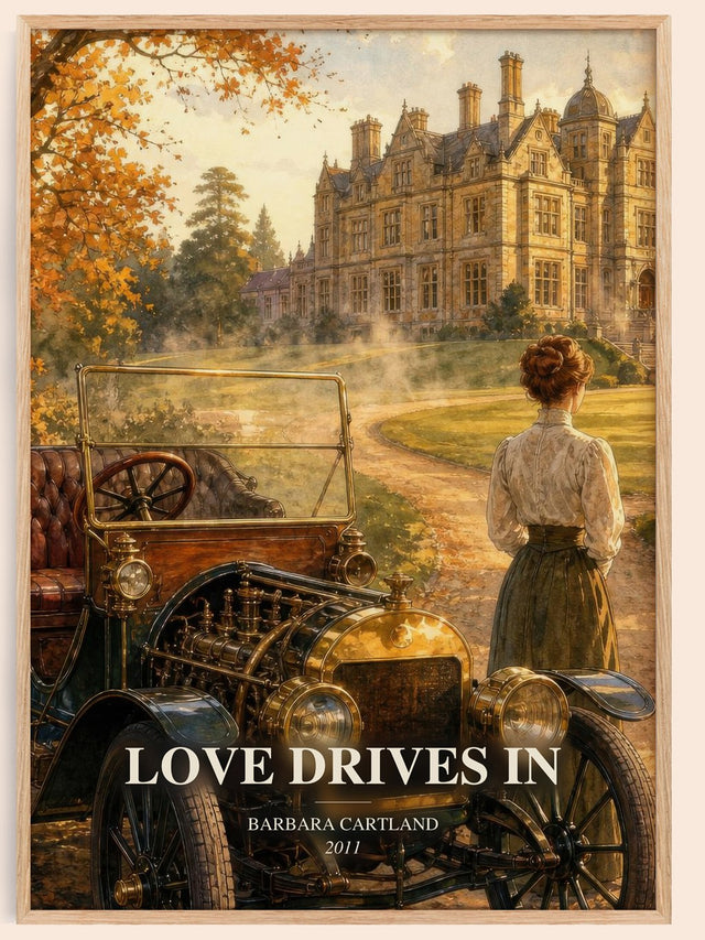 Love Drives In Book Watercolour Illustration by Barbara Cartland
