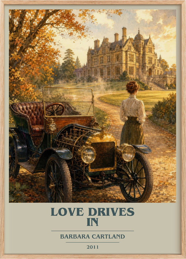 Love Drives In Book Cover Poster by Barbara Cartland