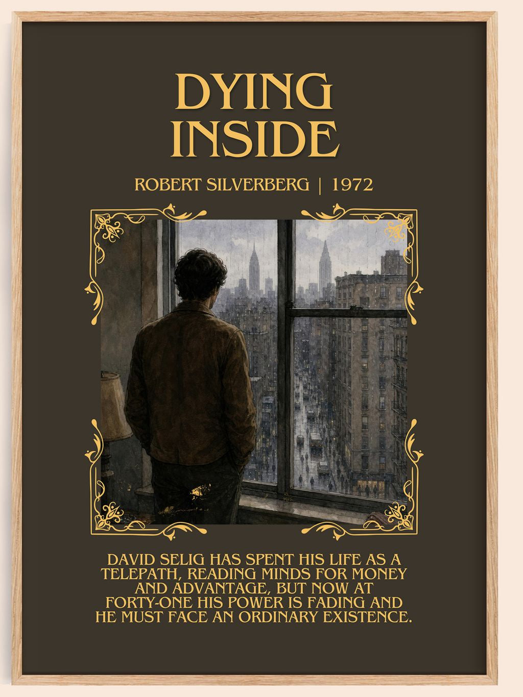 Dying Inside Minimalist Book Poster by Robert Silverberg – book poster