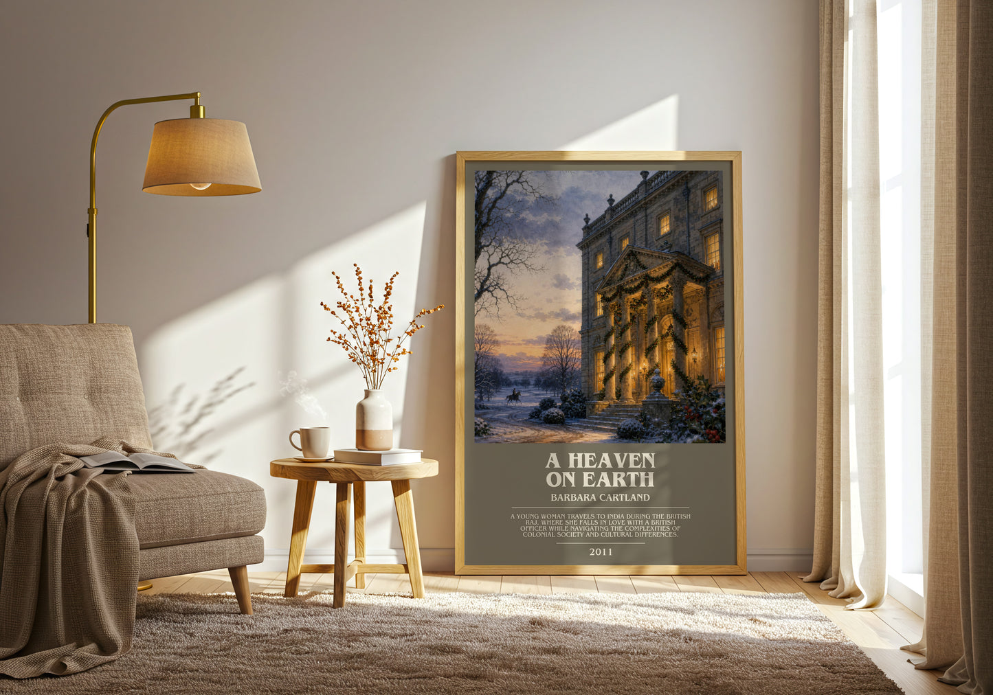 A Heaven On Earth bookish print on bookshelf – Barbara Cartland fan gift