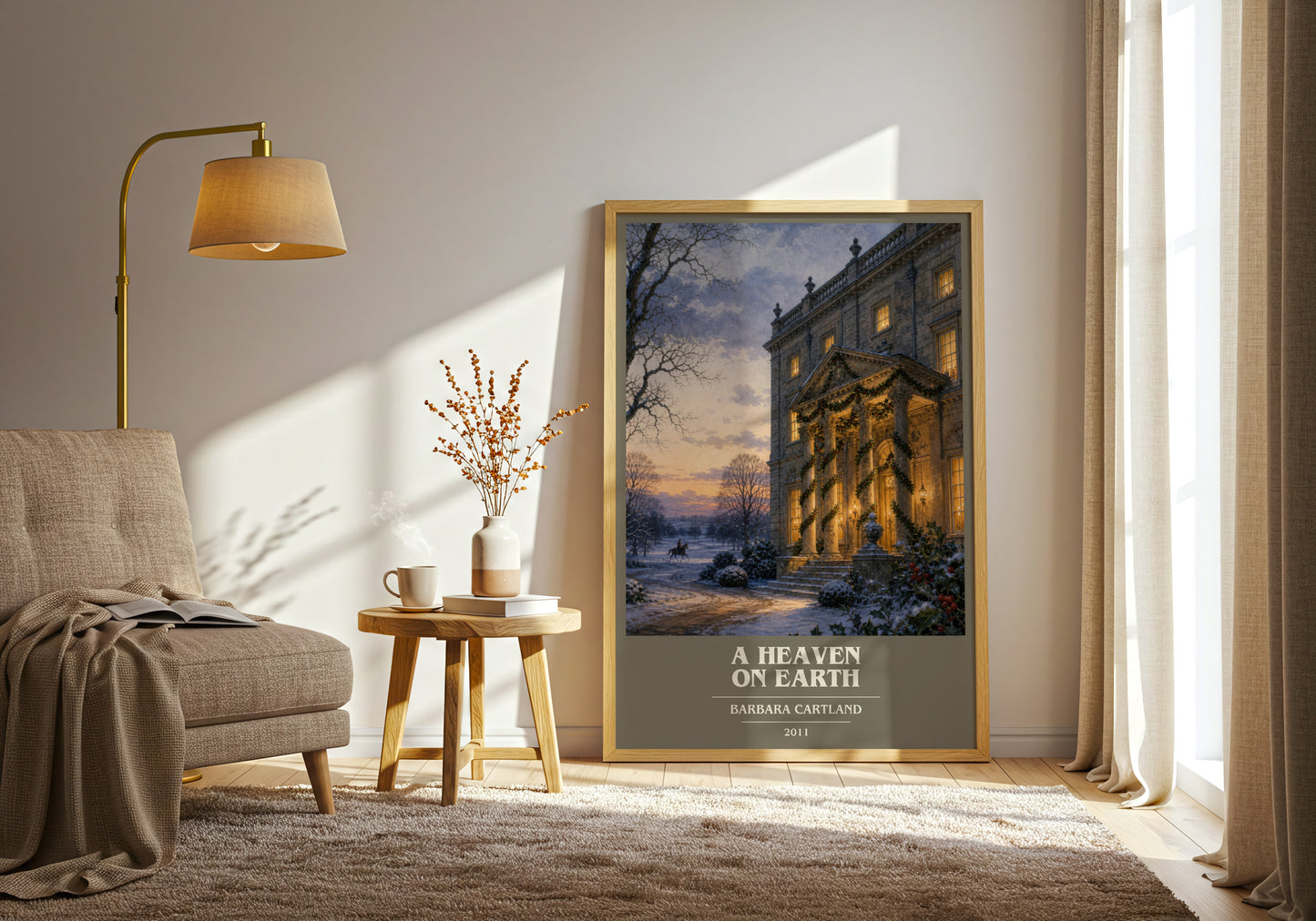 A Heaven On Earth book cover print on bookshelf – Barbara Cartland fan gift