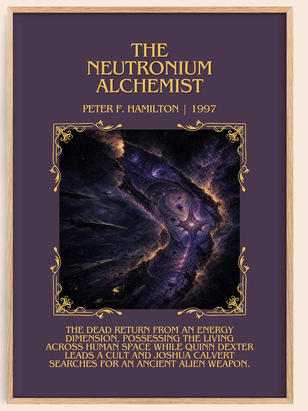 The Neutronium Alchemist Minimalist Book Poster by Peter F. Hamilton – book poster