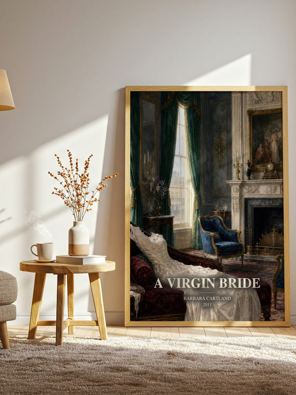 A Virgin Bride watercolour print in frame leaning in hallway – romance wall art
