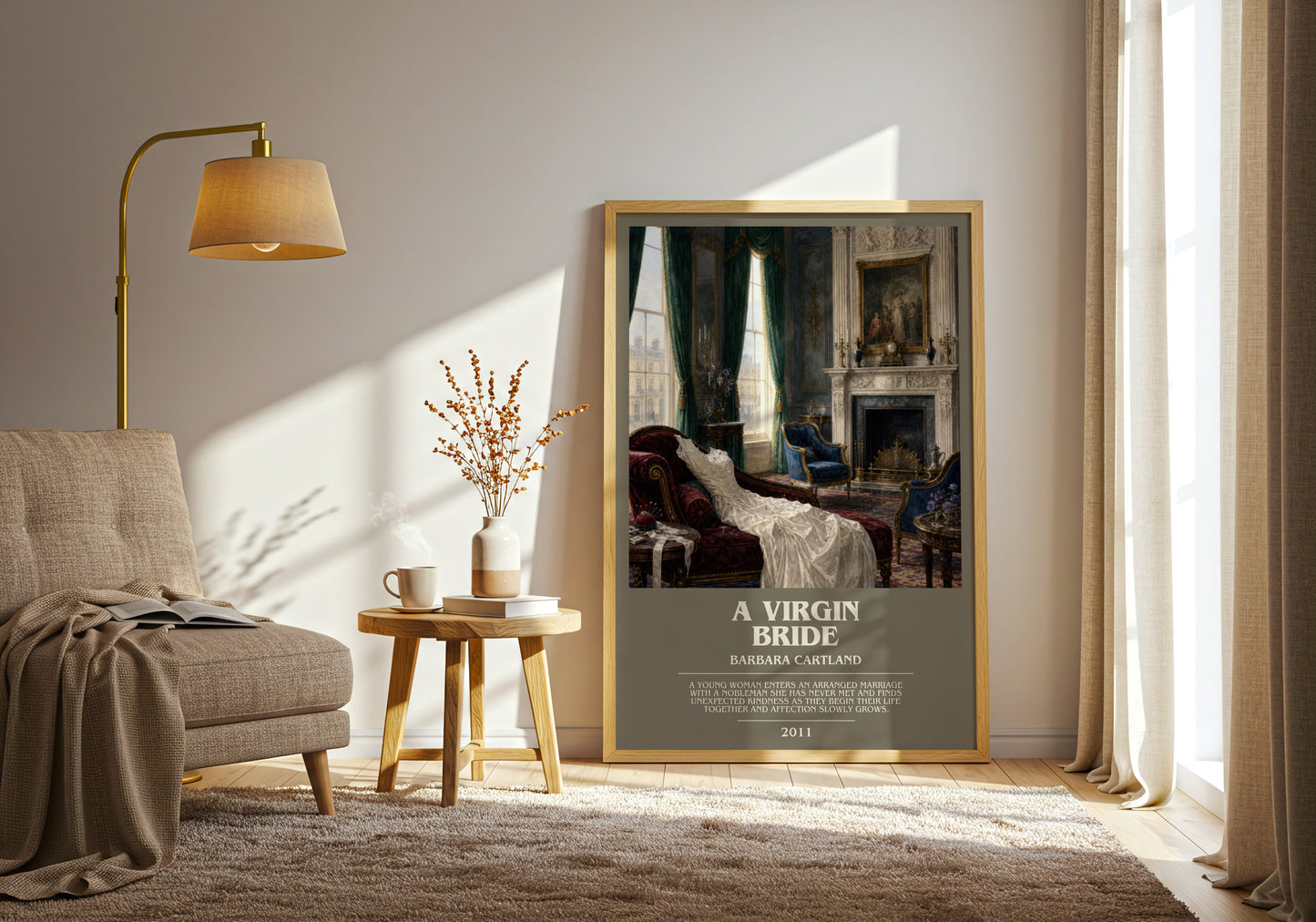 A Virgin Bride bookish print on bookshelf – Barbara Cartland fan gift