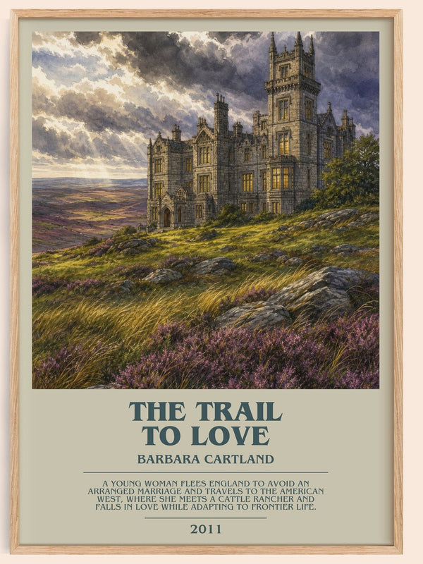 The Trail To Love bookish book poster by Barbara Cartland – framed literary art print