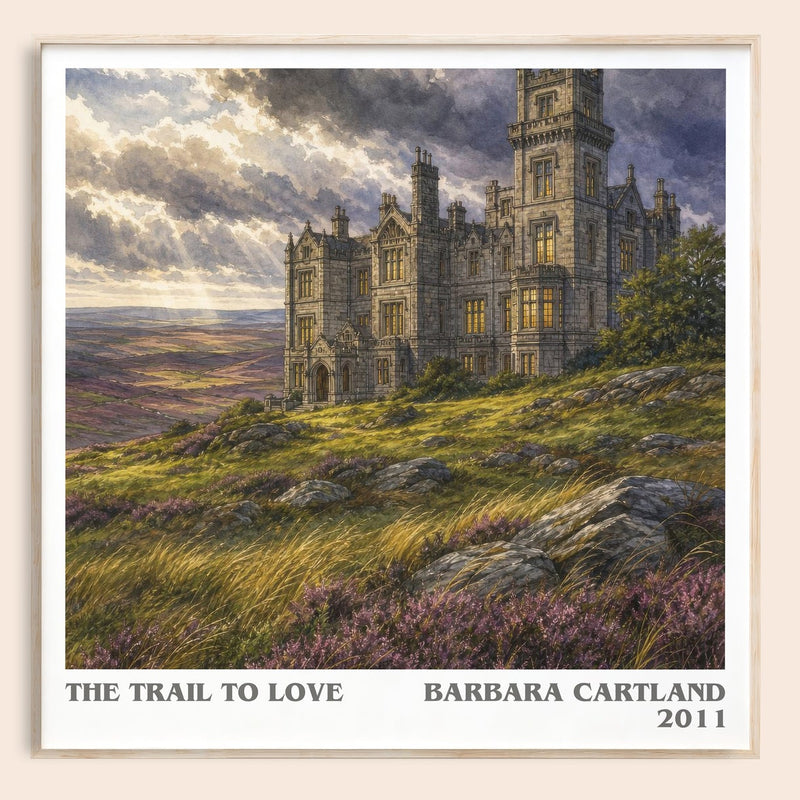 The Trail To Love literary book poster by Barbara Cartland – framed literary art print