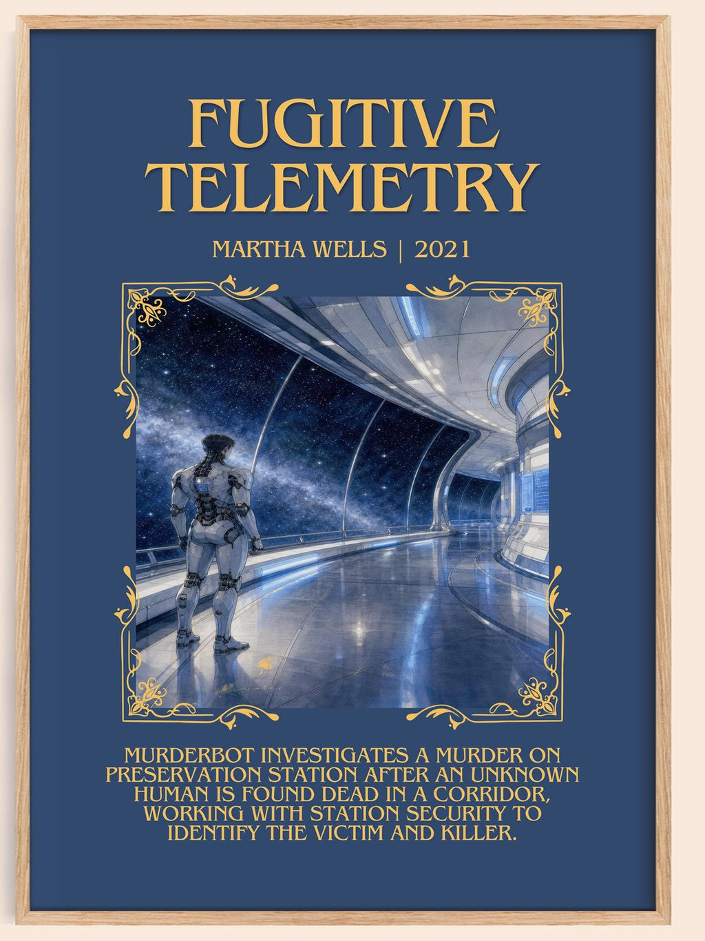 Fugitive Telemetry Minimalist Book Poster by Martha Wells – book poster
