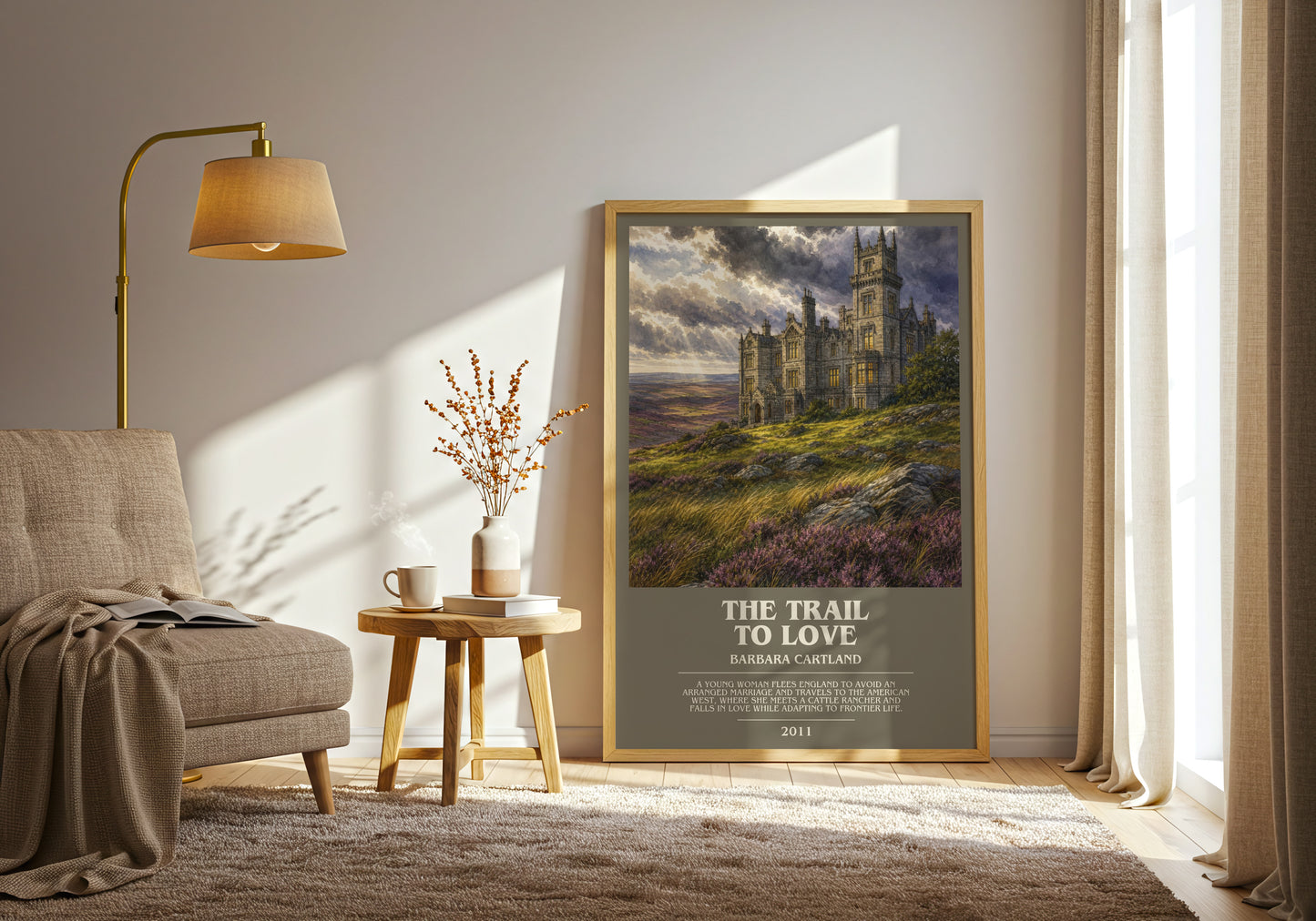 The Trail To Love bookish print on bookshelf – Barbara Cartland fan gift
