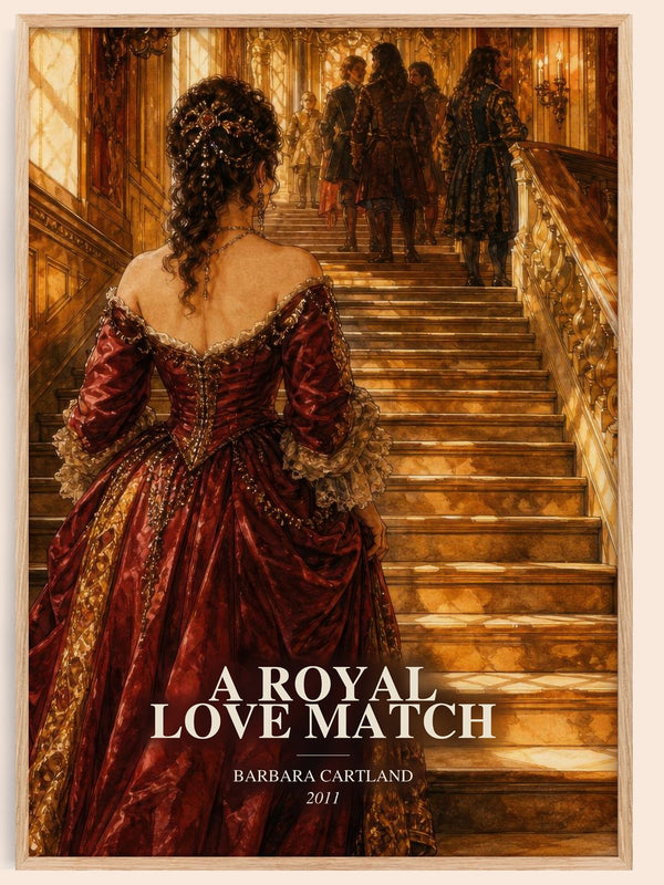A Royal Love Match watercolour book poster by Barbara Cartland – framed literary art print
