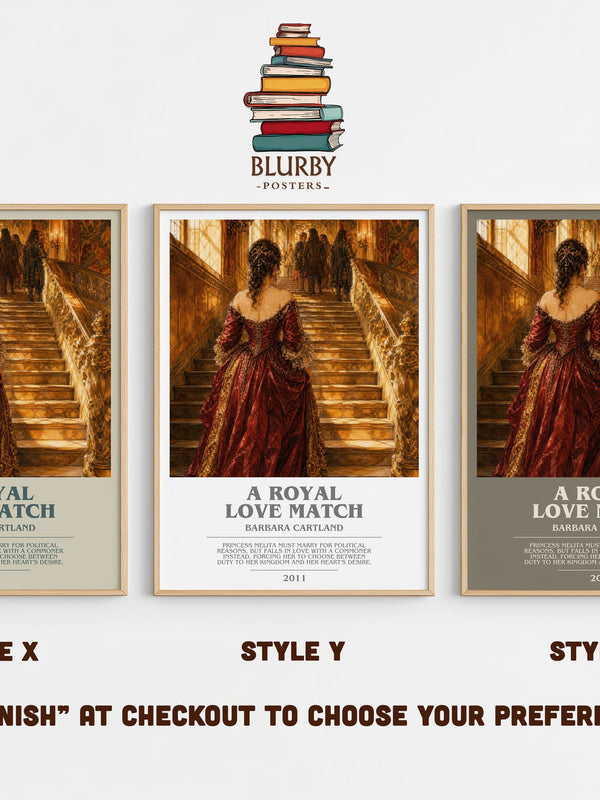 A Royal Love Match bookish print in frame leaning in hallway – romance wall art