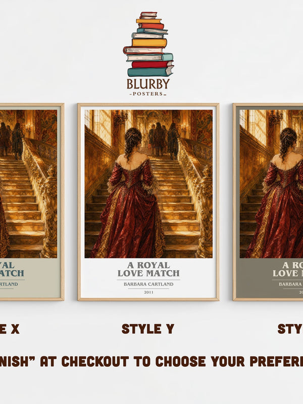 A Royal Love Match book cover print in frame leaning in hallway – romance wall art