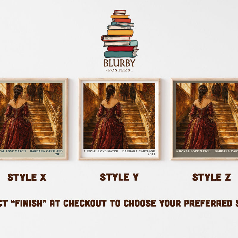 A Royal Love Match literary print in frame leaning in hallway – romance wall art
