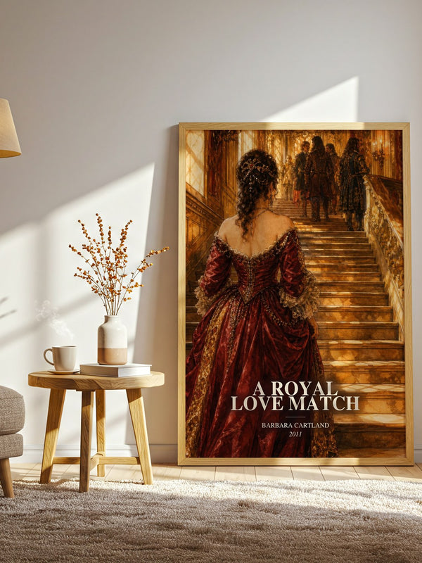 A Royal Love Match watercolour print in frame leaning in hallway – romance wall art