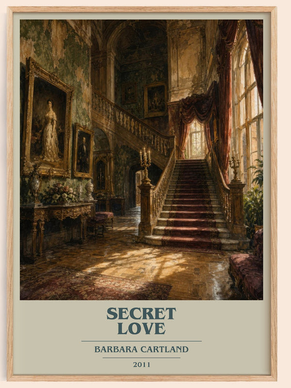 Secret Love book cover book poster by Barbara Cartland – framed literary art print