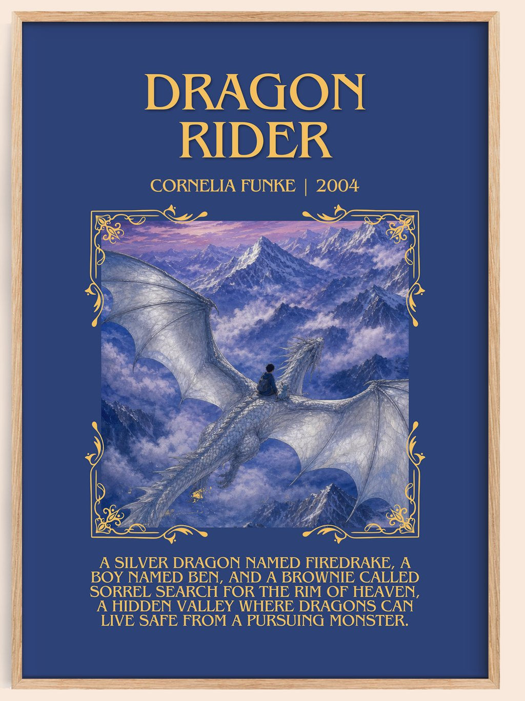 Dragon Rider Minimalist Book Poster by Cornelia Funke – book poster