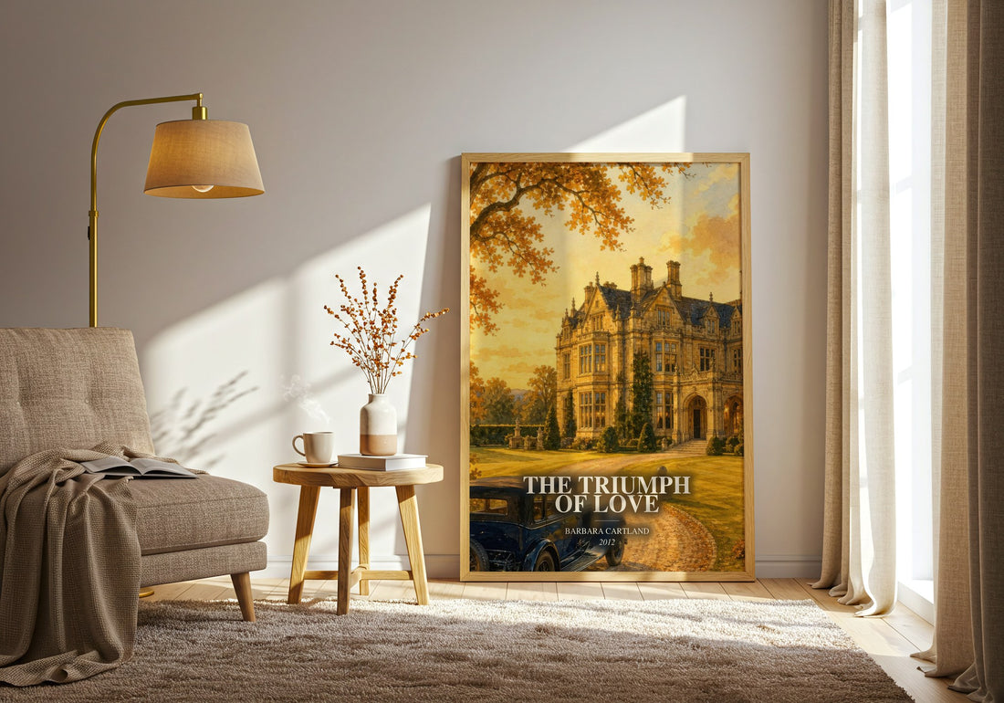 The Triumph Of Love watercolour print in frame leaning in hallway – romance wall art (mockup)